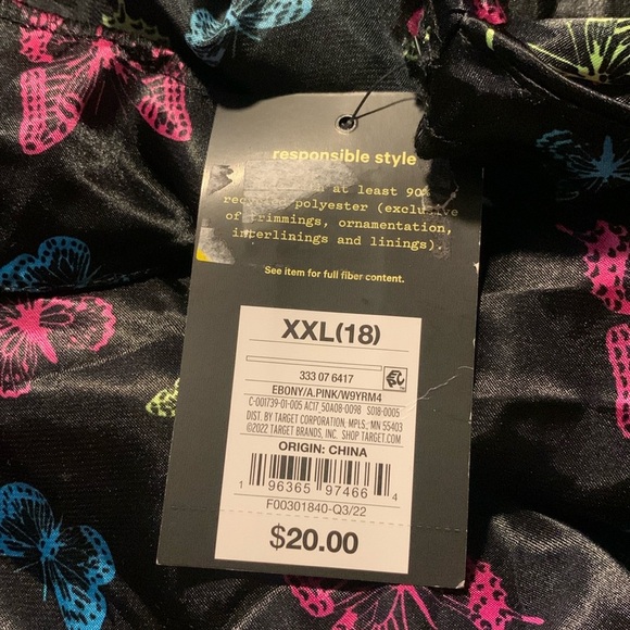 NWT ART CLASS Slip Dress ONLY- Girls Black Butterfly Size XXL 18 - Picture 3 of 3